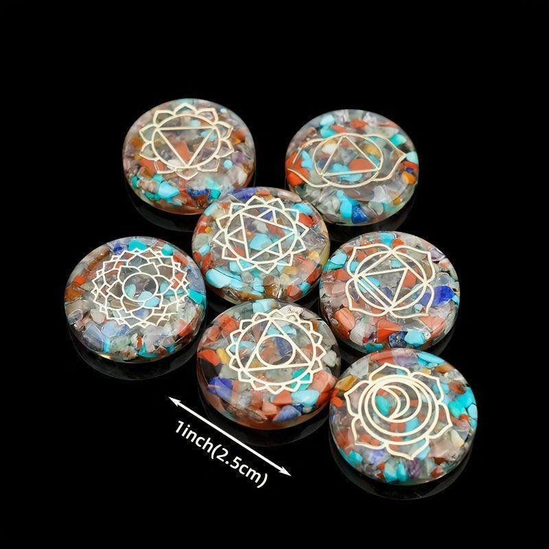 7pcs Reiki Healing Crystals Set Chakra Stones Engraved Symbols