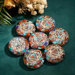 7pcs Reiki Healing Crystals Set Chakra Stones Engraved Symbols