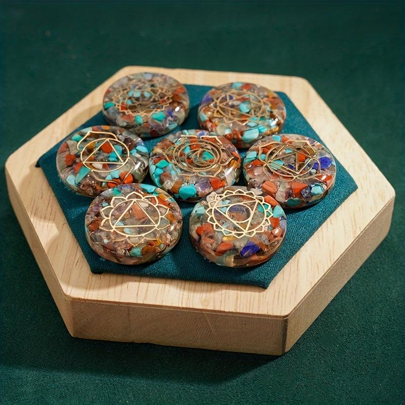 7pcs Reiki Healing Crystals Set Chakra Stones Engraved Symbols