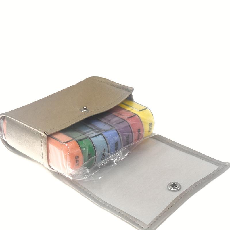 Weekly Pill Organizer in Leather Case