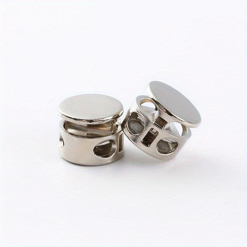 8pcs Double Hole Buckle Elastic Cord Metal Spring Button Coat Pants Cuffs