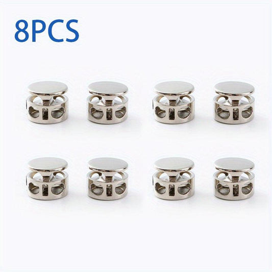 8pcs Double Hole Buckle Elastic Cord Metal Spring Button Coat Pants Cuffs