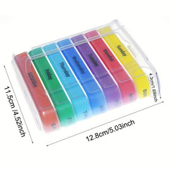 Colorful 7-Day Pill Organizer 28 Compartments Pill Case