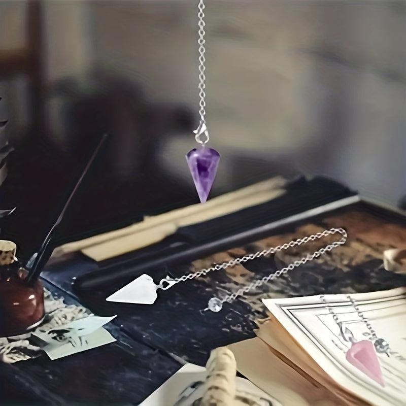 3pcs Crystal Pendulums Set Dowsing Natural Amethyst Rose Quartz