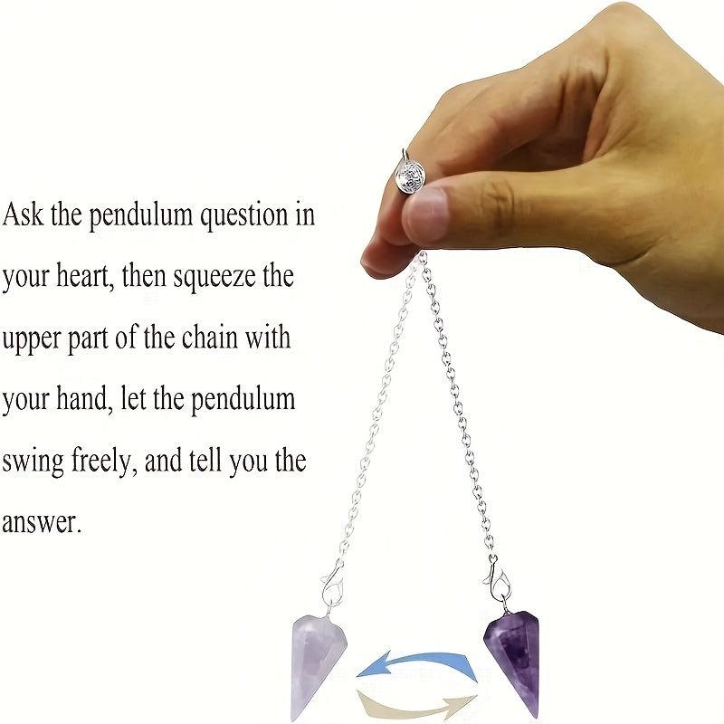 3pcs Crystal Pendulums Set Dowsing Natural Amethyst Rose Quartz