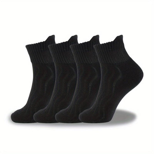 4 Pairs Non Binding Diabetic Ankle Socks Unisex Cotton Cushioned
