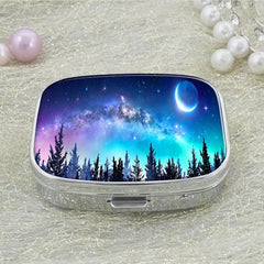 Forest Moon Pill Box 2 Compartment Decorative Portable Medicine Tablet Holder