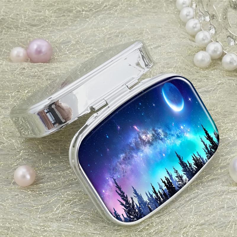Forest Moon Pill Box 2 Compartment Decorative Portable Medicine Tablet Holder