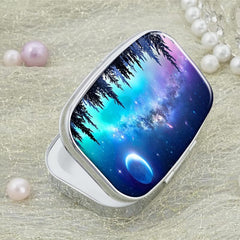 Forest Moon Pill Box 2 Compartment Decorative Portable Medicine Tablet Holder