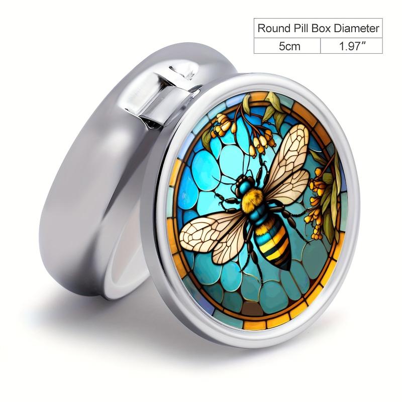 Stained Glass Bee Pill Box 3 Compartment Medicine Pill Organizer