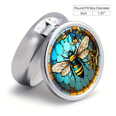 Stained Glass Bee Pill Box 3 Compartment Medicine Pill Organizer