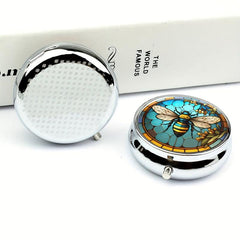 Stained Glass Bee Pill Box 3 Compartment Medicine Pill Organizer