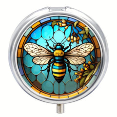 Stained Glass Bee Pill Box 3 Compartment Medicine Pill Organizer
