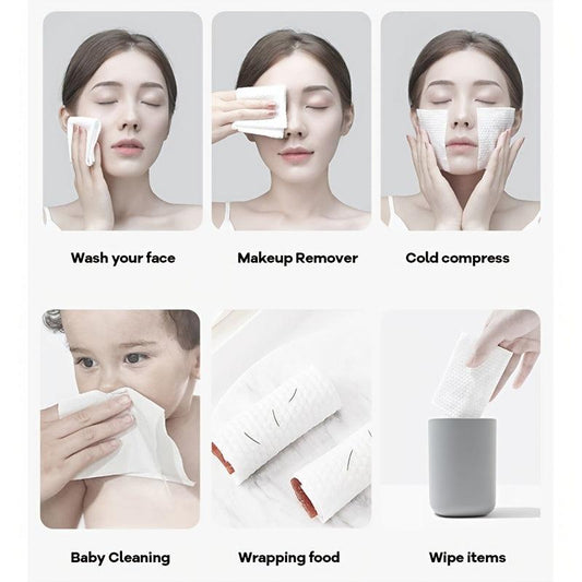 100 Disposable Face Towels Travel Makeup Wipes Cleansing Towels