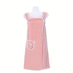 Coral Bath Wrap Robe Soft Absorbent Towel Strap Pocket Women Body Towel