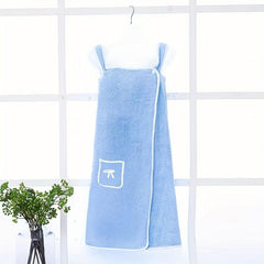 Coral Bath Wrap Robe Soft Absorbent Towel Strap Pocket Women Body Towel