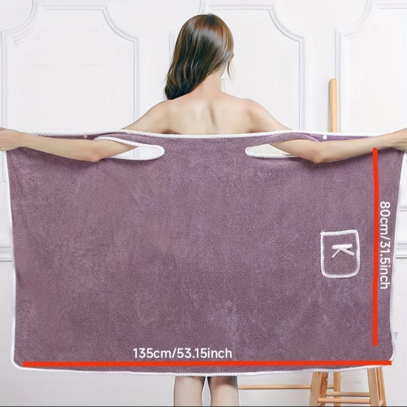 Coral Bath Wrap Robe Soft Absorbent Towel Strap Pocket Women Body Towel