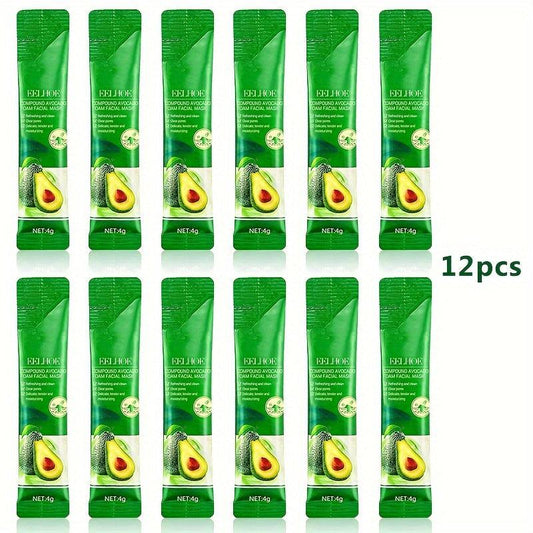 12pcs Avocado Facial Mask for Deep Cleansing Pores and Rejuvenation