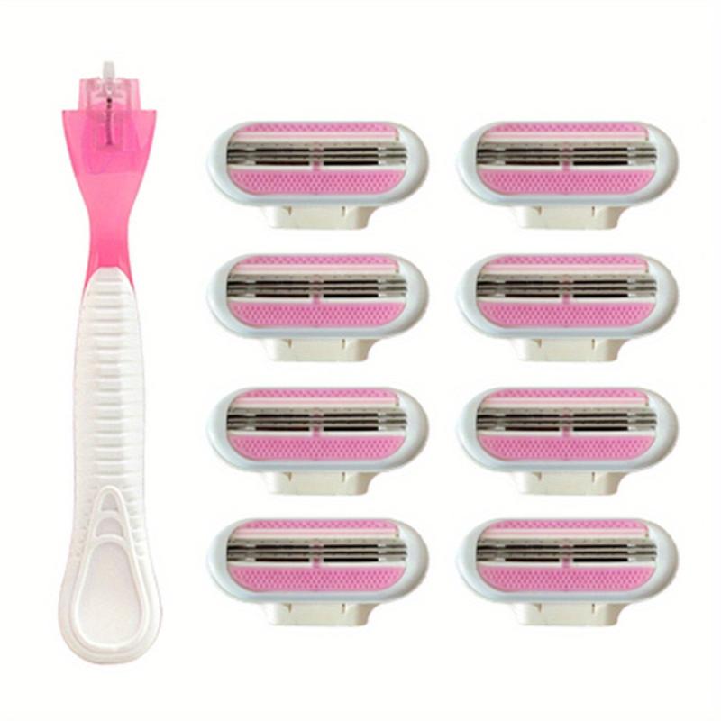 8pcs Shaving Razor Blades Safety Razor Refill 3 Layers Replaceable Heads Shaver