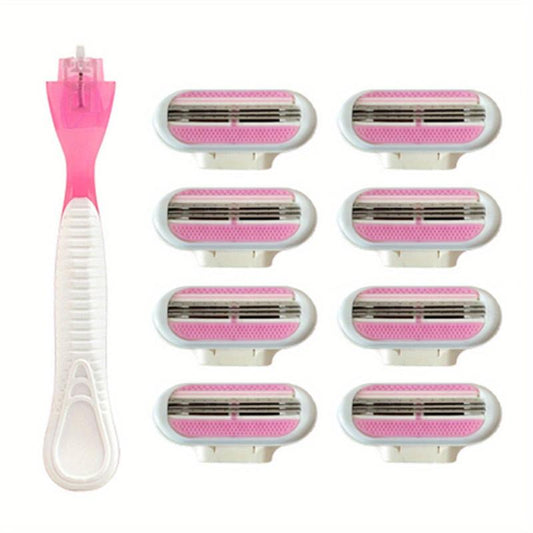 8pcs Shaving Razor Blades Safety Razor Refill 3 Layers Replaceable Heads Shaver