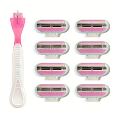 8pcs Shaving Razor Blades Safety Razor Refill 3 Layers Replaceable Heads Shaver
