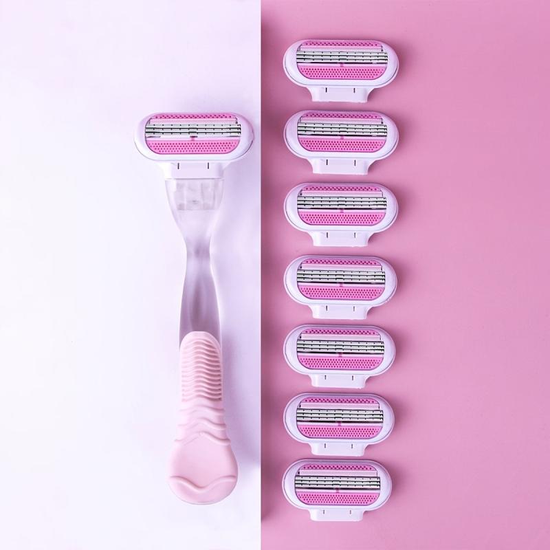 8pcs Shaving Razor Blades Safety Razor Refill 3 Layers Replaceable Heads Shaver
