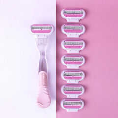 8pcs Shaving Razor Blades Safety Razor Refill 3 Layers Replaceable Heads Shaver