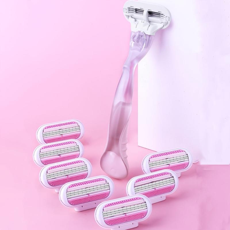 8pcs Shaving Razor Blades Safety Razor Refill 3 Layers Replaceable Heads Shaver