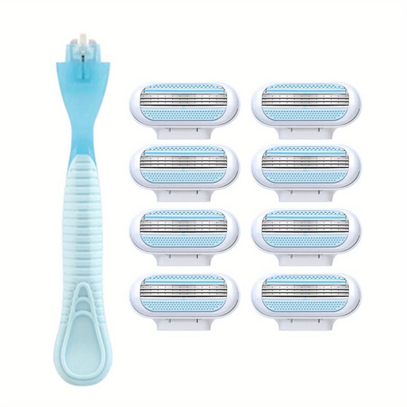 8pcs Shaving Razor Blades Safety Razor Refill 3 Layers Replaceable Heads Shaver