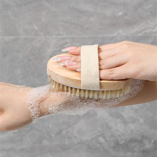 Wooden Back Scrubber Long Handle Bath Sponge Soft Mesh Body Bath Brush