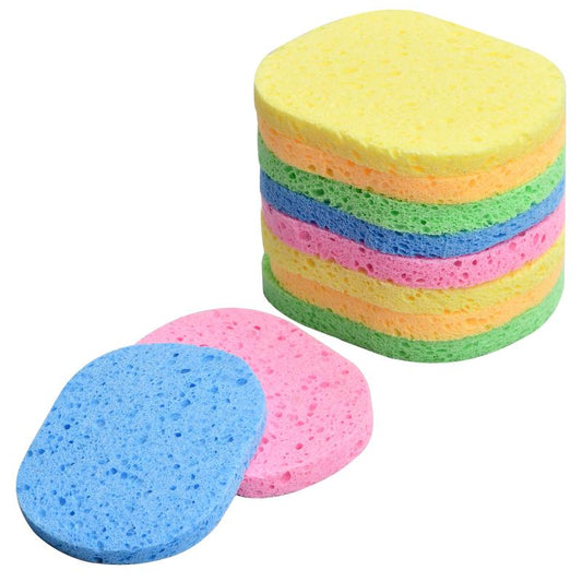10pcs Natural Cellulose Facial Sponges Exfoliating Makeup Remover Sponge Pads