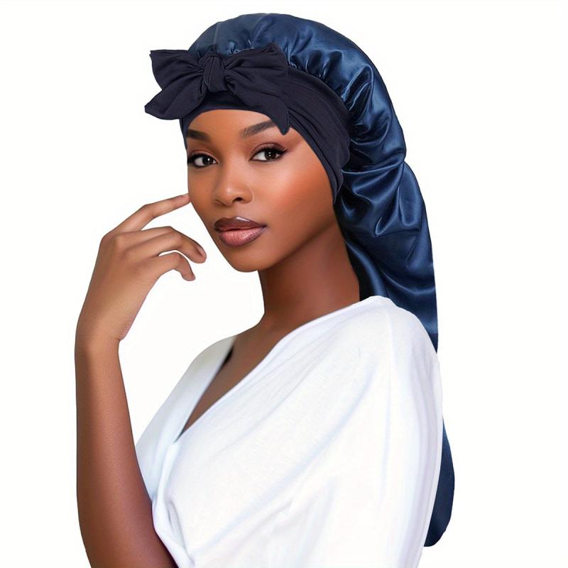 Long Satin Bonnet Silk Hair Bonnet For Sleeping With Tie Band