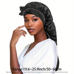 Long Satin Bonnet Silk Hair Bonnet For Sleeping With Tie Band