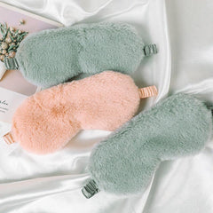 Plush Eye Mask Solid Artificial Silk Eye Protection Blackout Sleep Mask