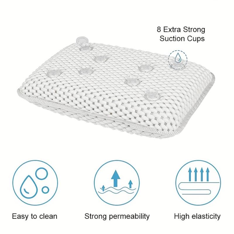PVC Foaming Bathtub Non slip Pillow Suction Cup Bathroom Accessories