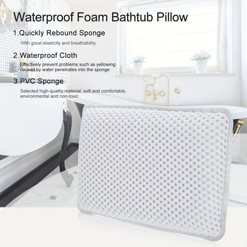 PVC Foaming Bathtub Non slip Pillow Suction Cup Bathroom Accessories
