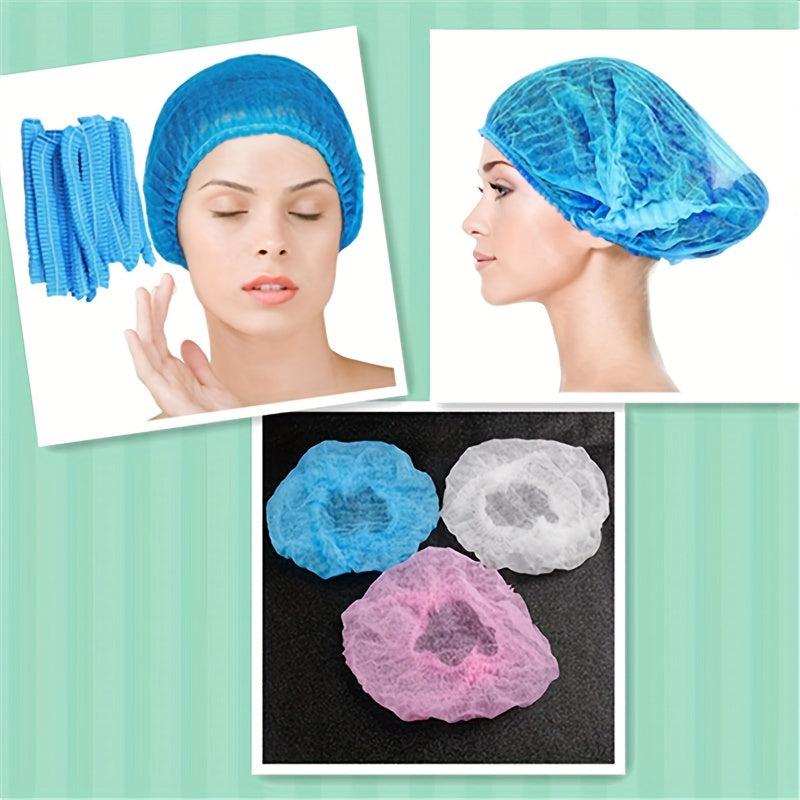 99pcs Disposable Non Woven Shower Caps Lightweight Durable Elastic Hair Net Cap