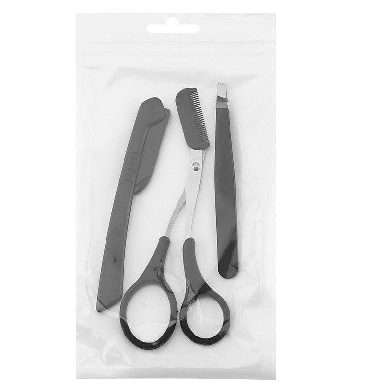 Eyebrow Trimmer Set Scissors With Comb Stainless Steel Razor Eyelash Hair