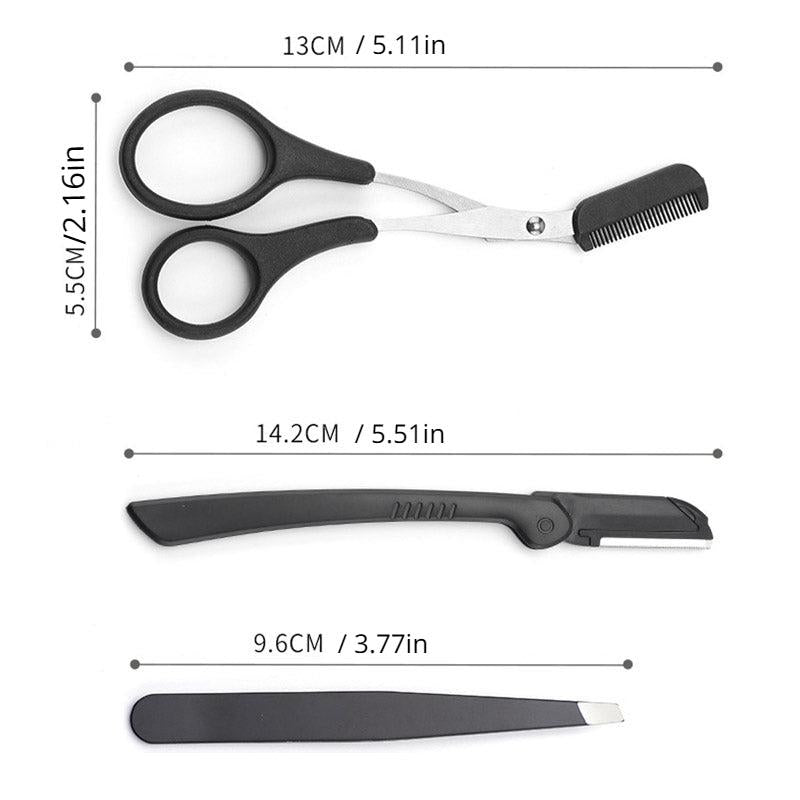 Eyebrow Trimmer Set Scissors With Comb Stainless Steel Razor Eyelash Hair