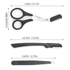 Eyebrow Trimmer Set Scissors With Comb Stainless Steel Razor Eyelash Hair