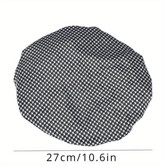 1pc Checkered Shower Caps Adjustable Waterproof Bath Caps