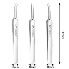3PCS Ultra Fine No 5 Cell Pimples Head Clip Tweezers Beauty Salon