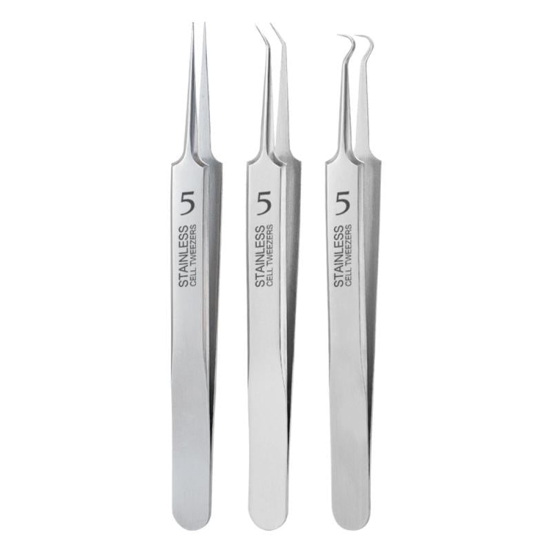 3PCS Ultra Fine No 5 Cell Pimples Head Clip Tweezers Beauty Salon