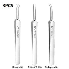 3PCS Ultra Fine No 5 Cell Pimples Head Clip Tweezers Beauty Salon