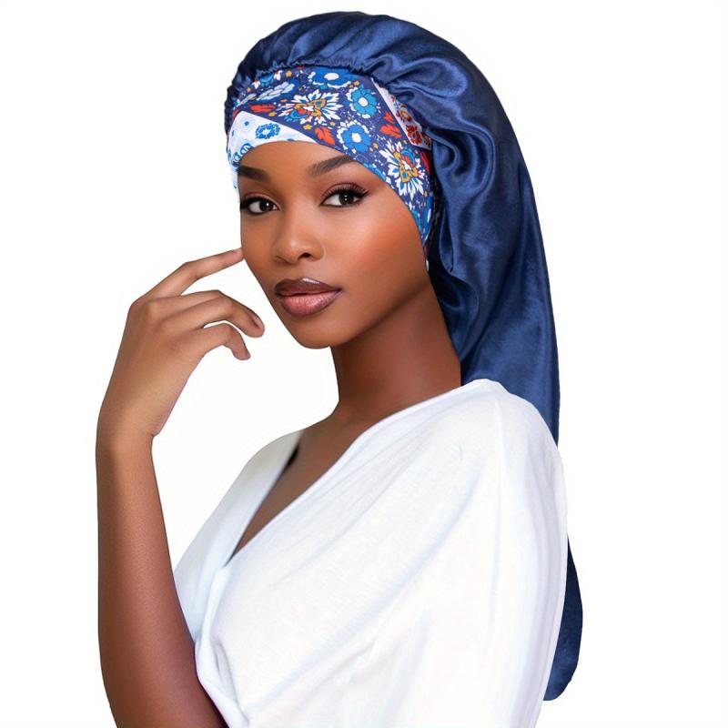 Long Satin Bonnet Hair Cap for Sleeping Shower Braids Reusable Hair Care Wrap