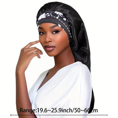Long Satin Bonnet Hair Cap for Sleeping Shower Braids Reusable Hair Care Wrap