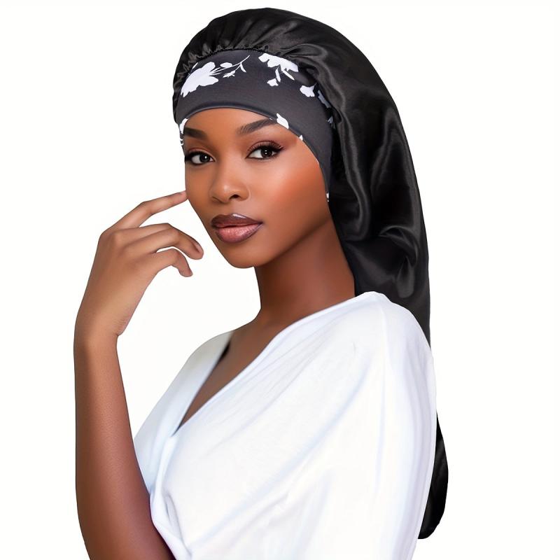 Long Satin Bonnet Hair Cap for Sleeping Shower Braids Reusable Hair Care Wrap