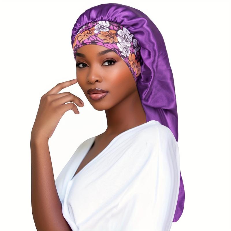 Long Satin Bonnet Hair Cap for Sleeping Shower Braids Reusable Hair Care Wrap
