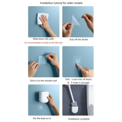 Toilet Brush Set Wall Mounted Silicone Brushes Anti Drip