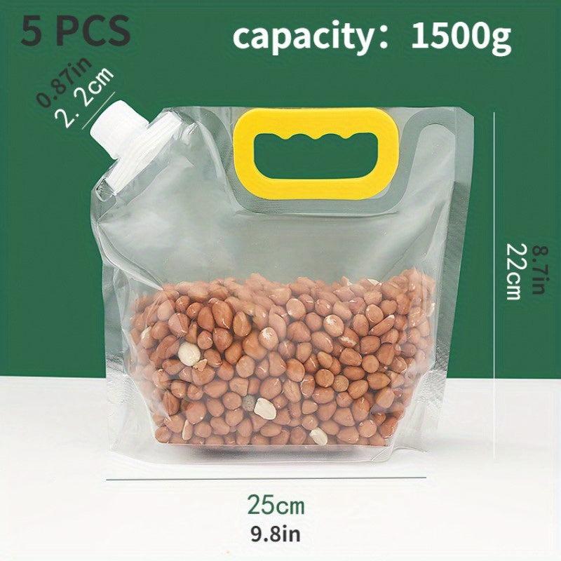 5pcs Grain Storage Bags for Rice Beans Food, Moisture-proof Portable Bag